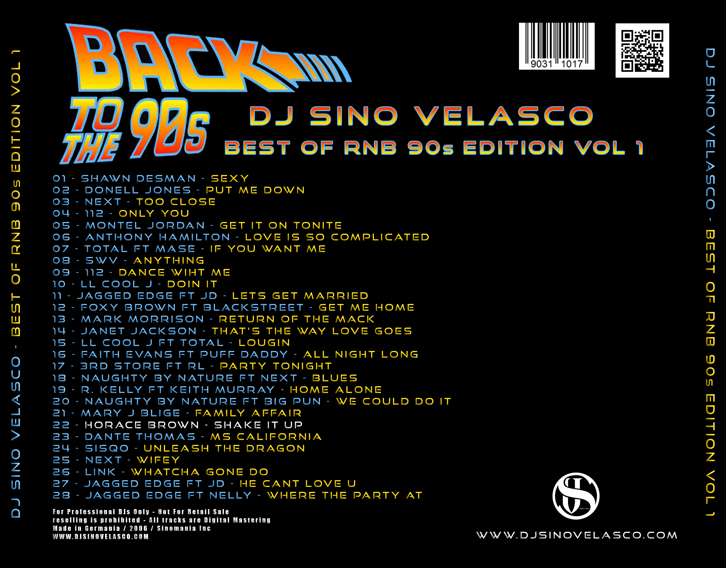 DJ Sino Velasco - Best Of RnB 90s Edition Vol 1 (Back Cover)